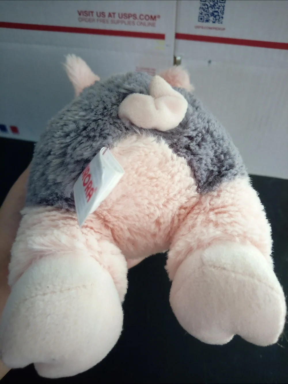 Aurora Plush Pink and Gray Pig Stuffed Animal - Soft Small Pet Toy